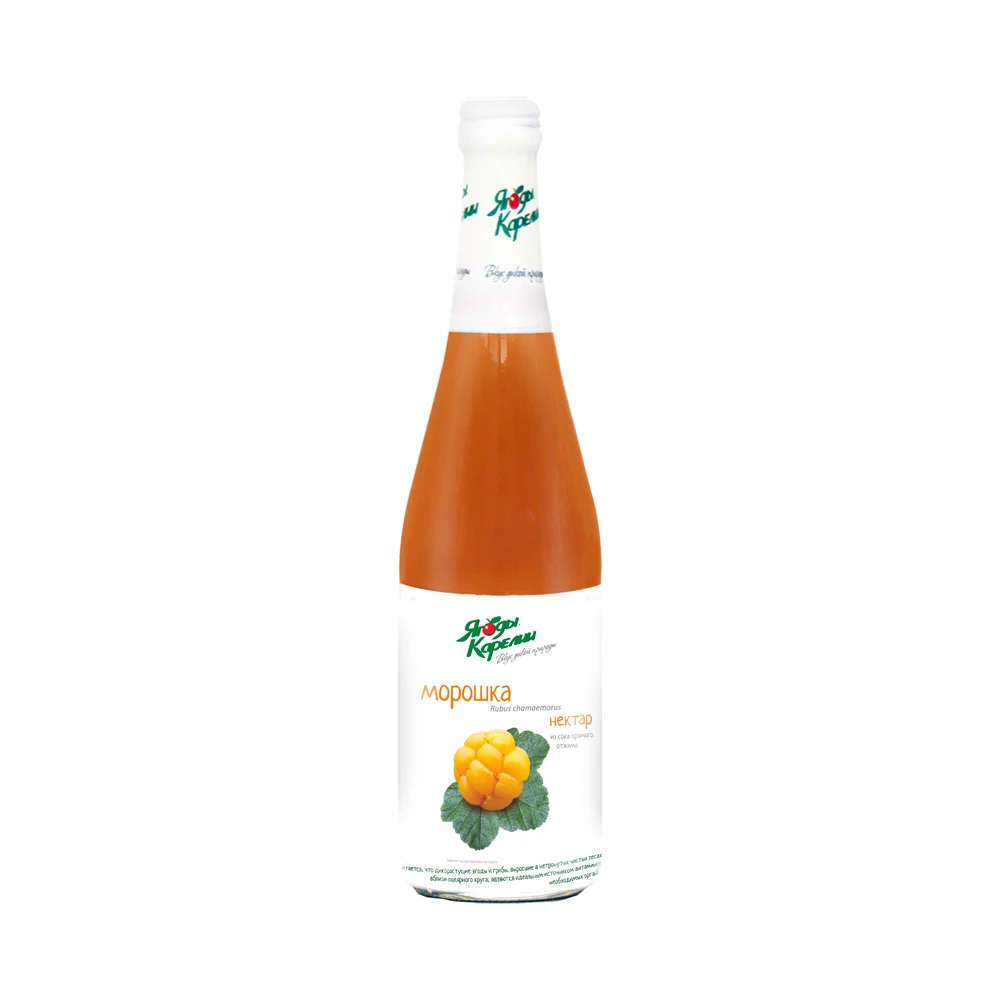High quality natural cloudberry nectar in glass bottles, soft drinks