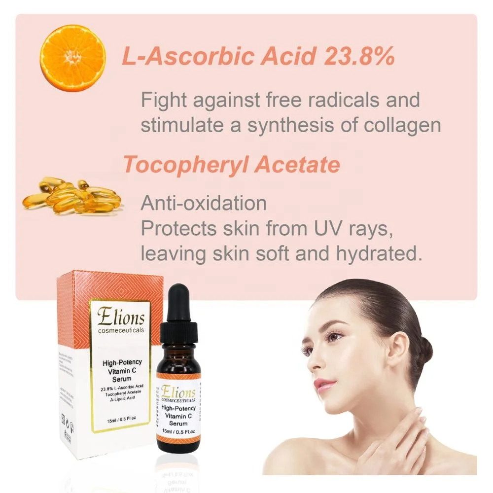 High Potency 23.8% Vitamin C Serum Alpha Lipoic Acid Tocopheryl Acetate Anti-Aging Face Body Skin Whitening Pigmentation