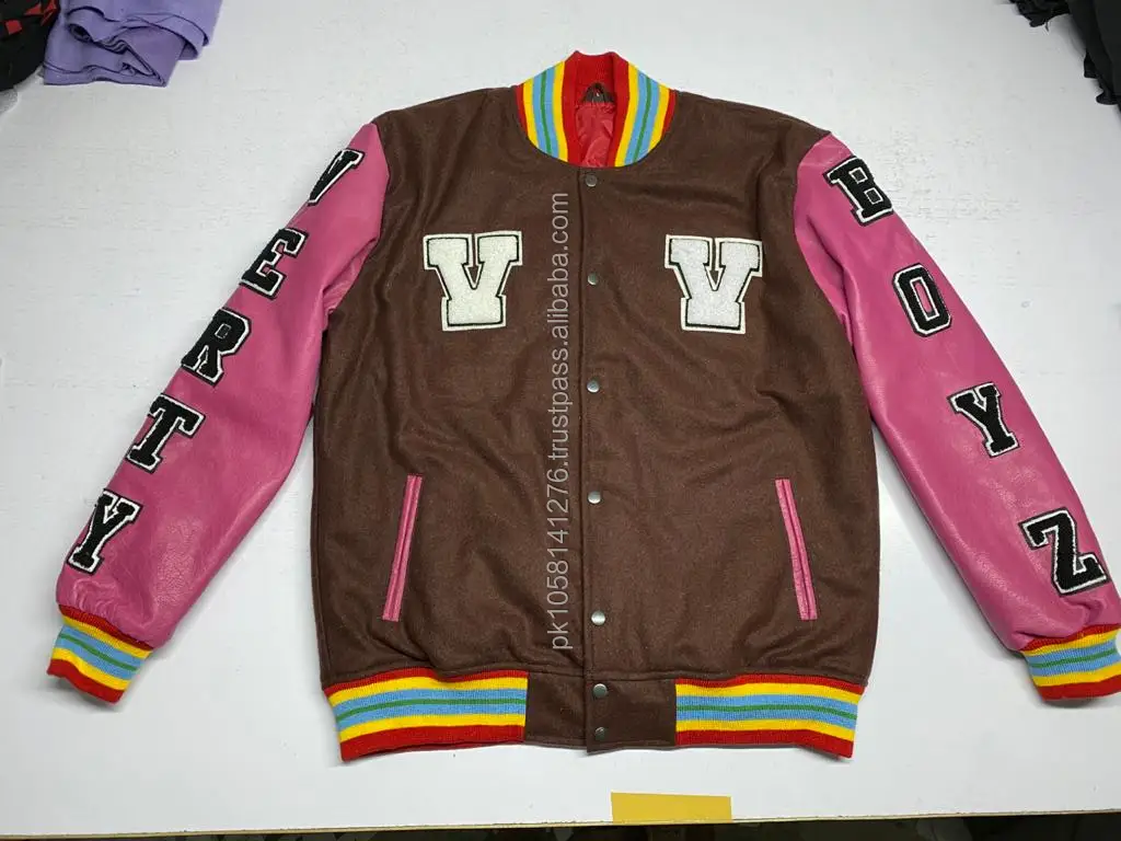 pink dolphin letterman jacket