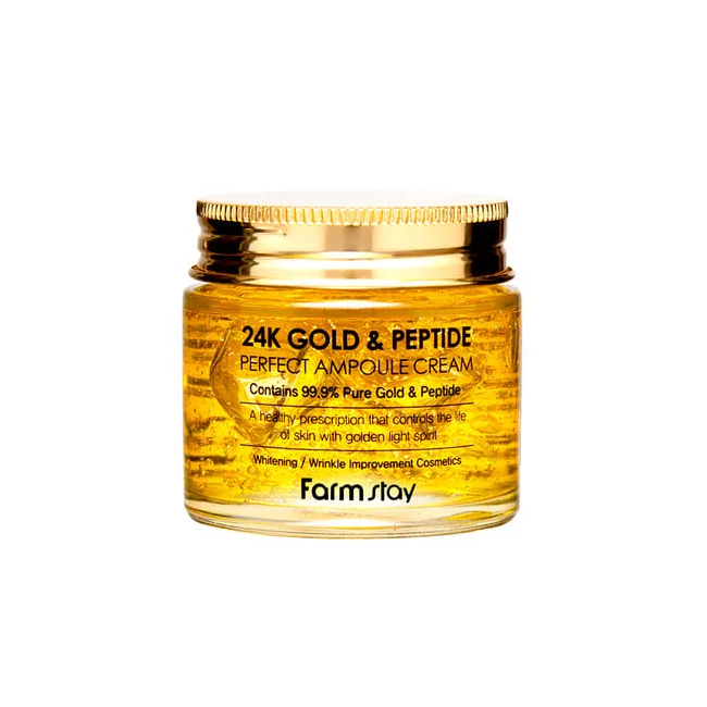 FARMSTAY 24K GOLD & PEPTIDE PERFECT AMPOULE CREAM  - CPNP Made in Korean Cosmetic - Whitening Anti-wrinkle Moisturizing Firming
