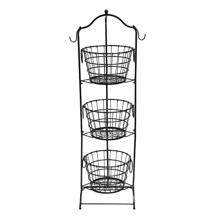 Metal Wire Stand Luxury Storage Rack 3-tier Fresh Fruit Basket Top ...