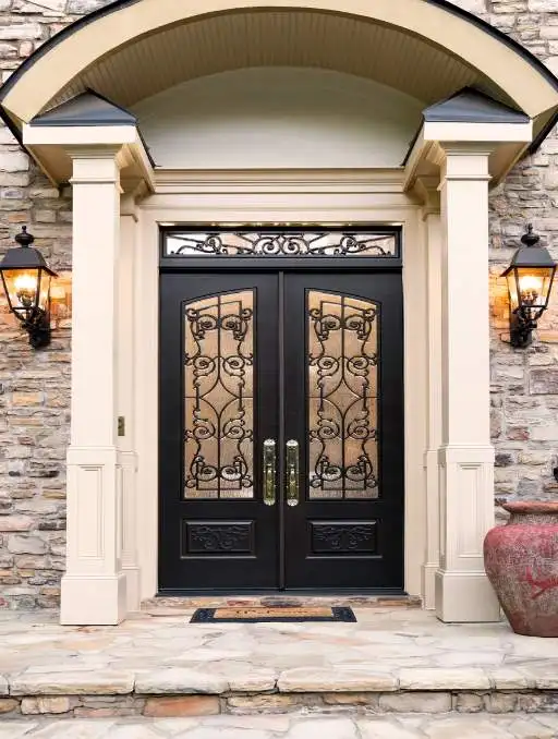 Exterior Fancy Double Front Door Design Luxury French Metal Wrought
