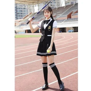 Waistcoat and skirt uniform for high school girls
