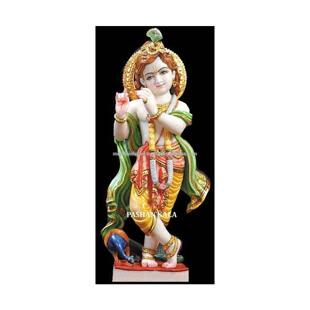 Customize Design White Marble Statue Of Shree Krishna For Religion
