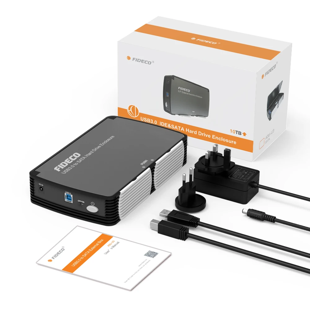 FIDECO USB SATA External HDD Enclosure with Fan Switch