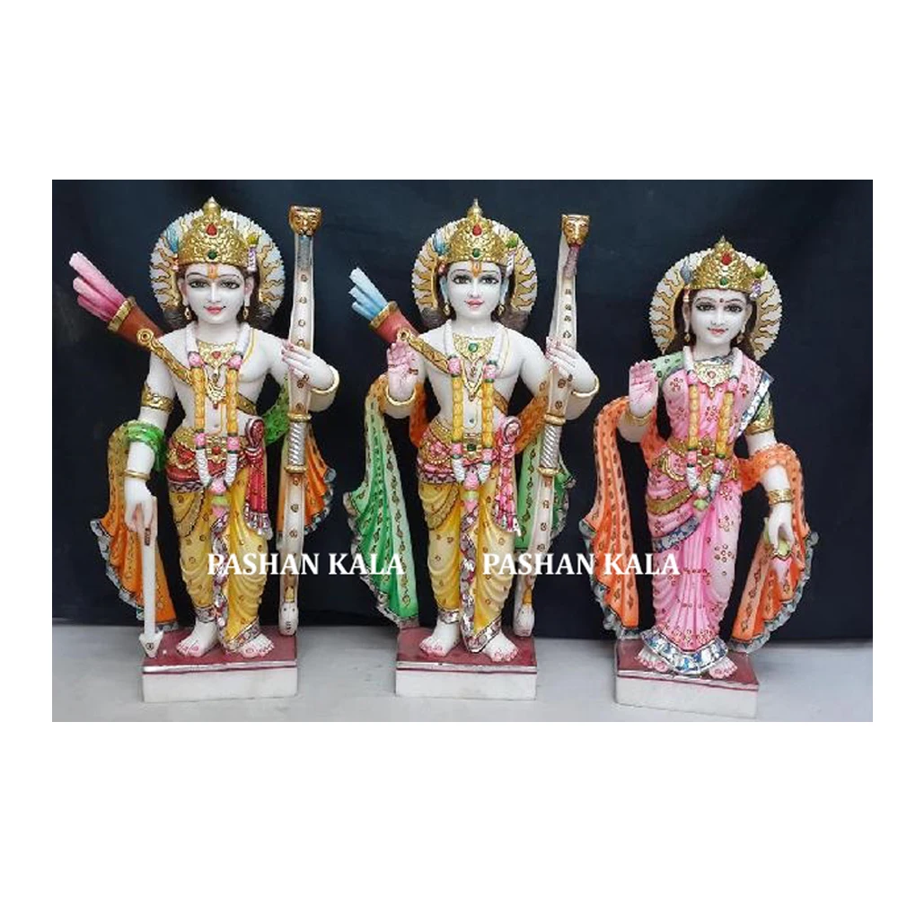 White Marble Beautiful Painted Ram Darwar Handmade Statue Buy White Marble Ram Darwar Classic