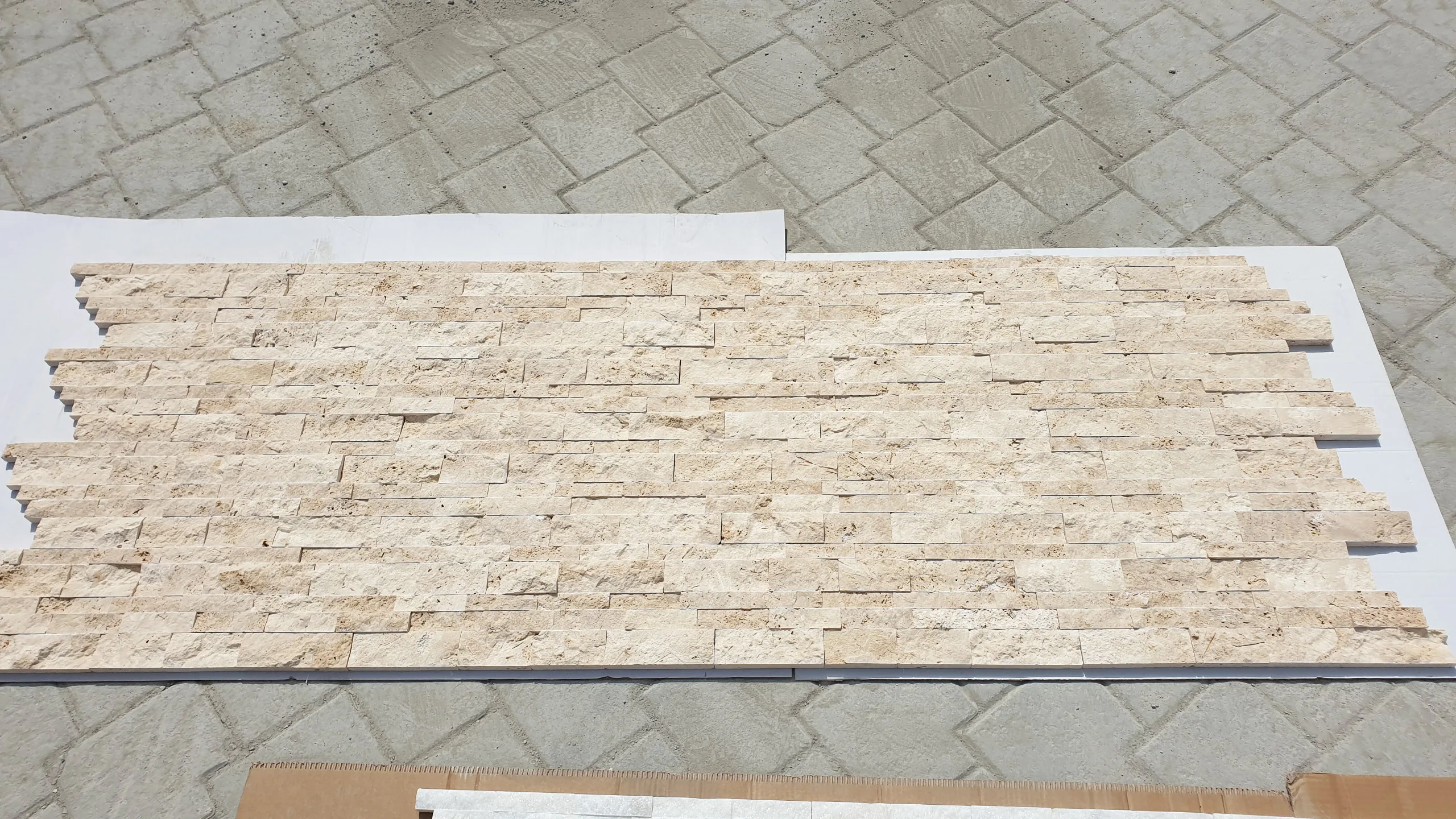 Customizable Manufacturing Home Decorations Model Turkish Light Travertine Split Face Mosaic CEM-SF-01-15