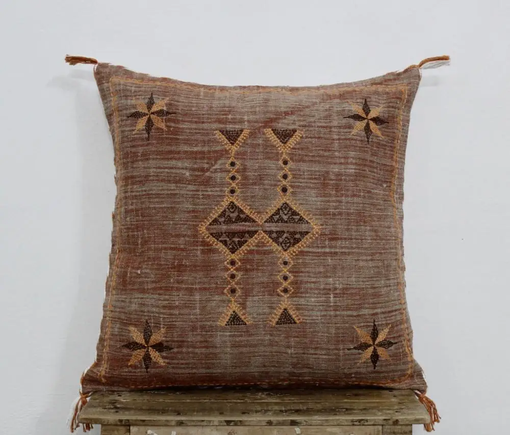 rust linen pillow case