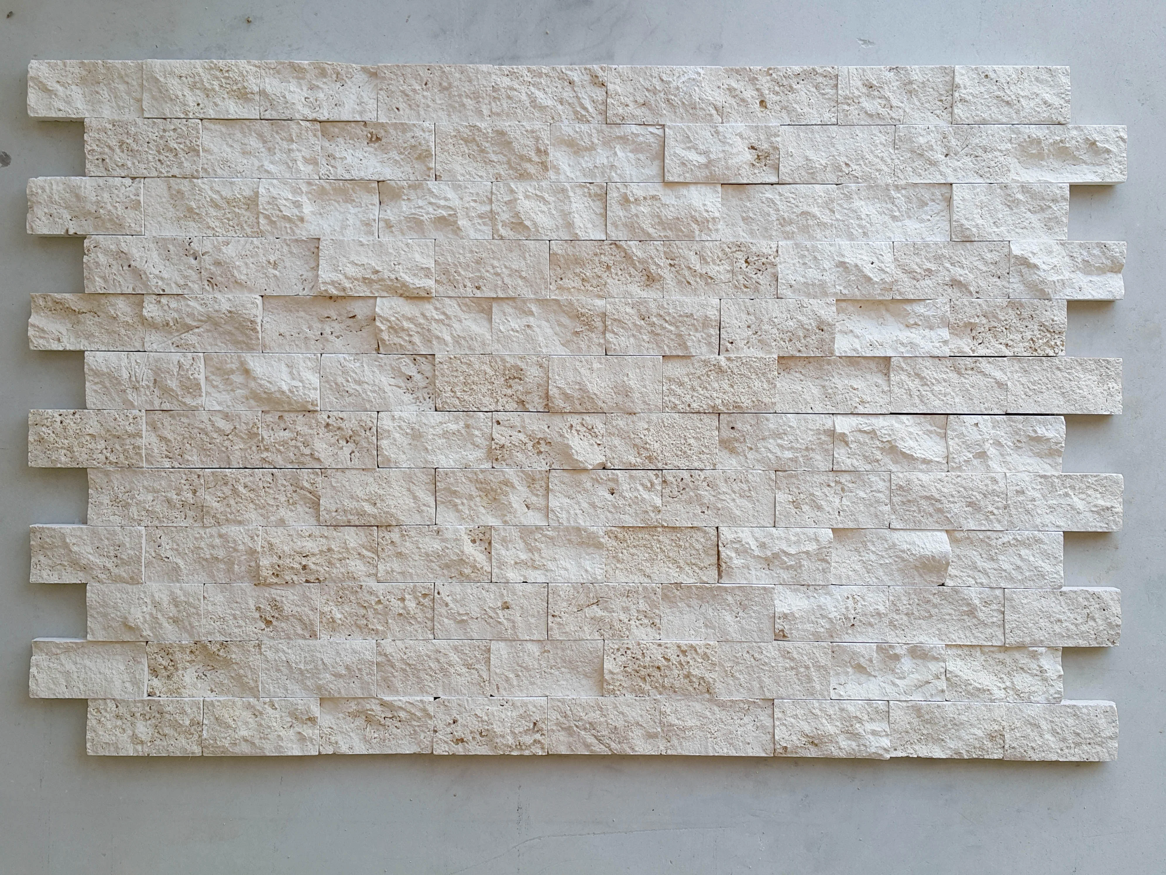 Customizable Manufacturing Home Decorations Model Turkish Light Travertine Split Face Mosaic CEM-SF-01-15