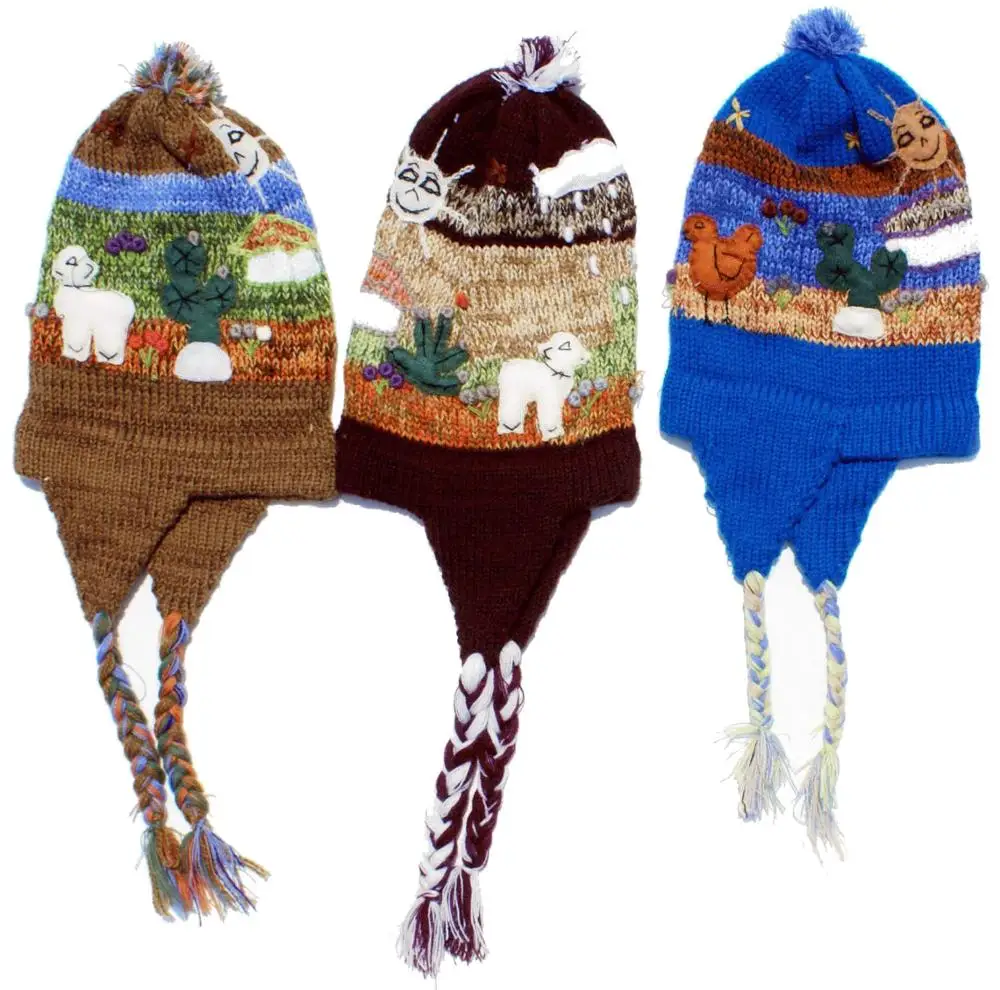 Детские шапки альпака шерсть теплый зимний головной убор для малышей мальчиков и девочек модное перуанское Плетение ручной работы