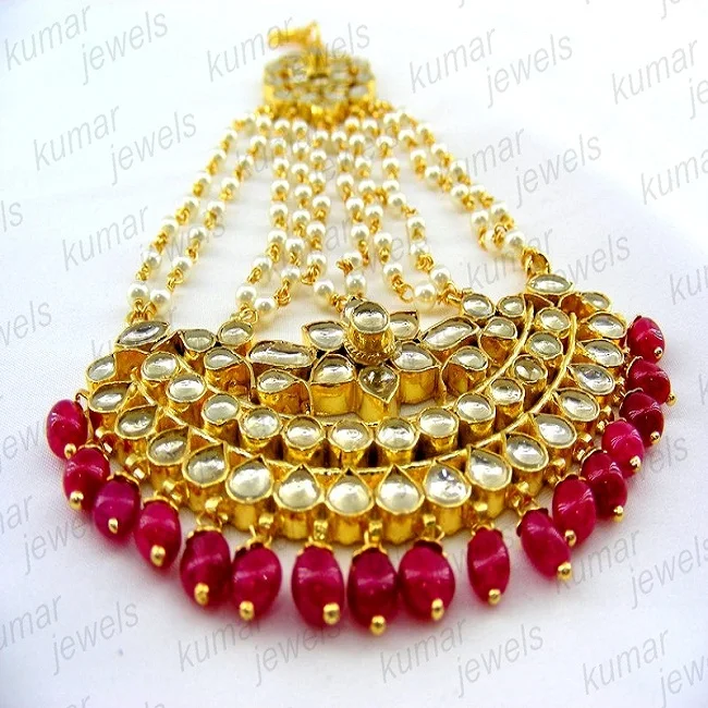 Pakistani Jewelry Jhoomar Statement Earrings and Jhoomar Indian Designer Gold Plated Kundan Earrings and Jhoomar Set Earrings