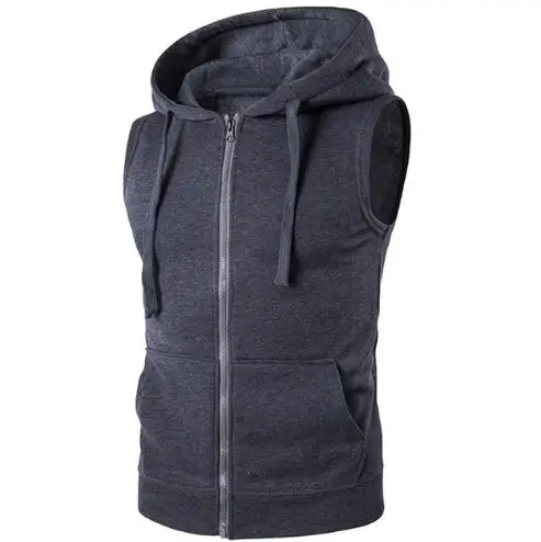 Vest Men Fashion Sleeveless Hoodies Jacket Autumn Causal Zipper Pockets Vest Waistcoat Clothes
