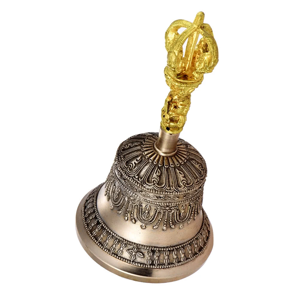 Handmade Cast Antique Bronze Buddhist Bell Religious Healing Meditation Yoga Singing Gift Souvenir From Nepal