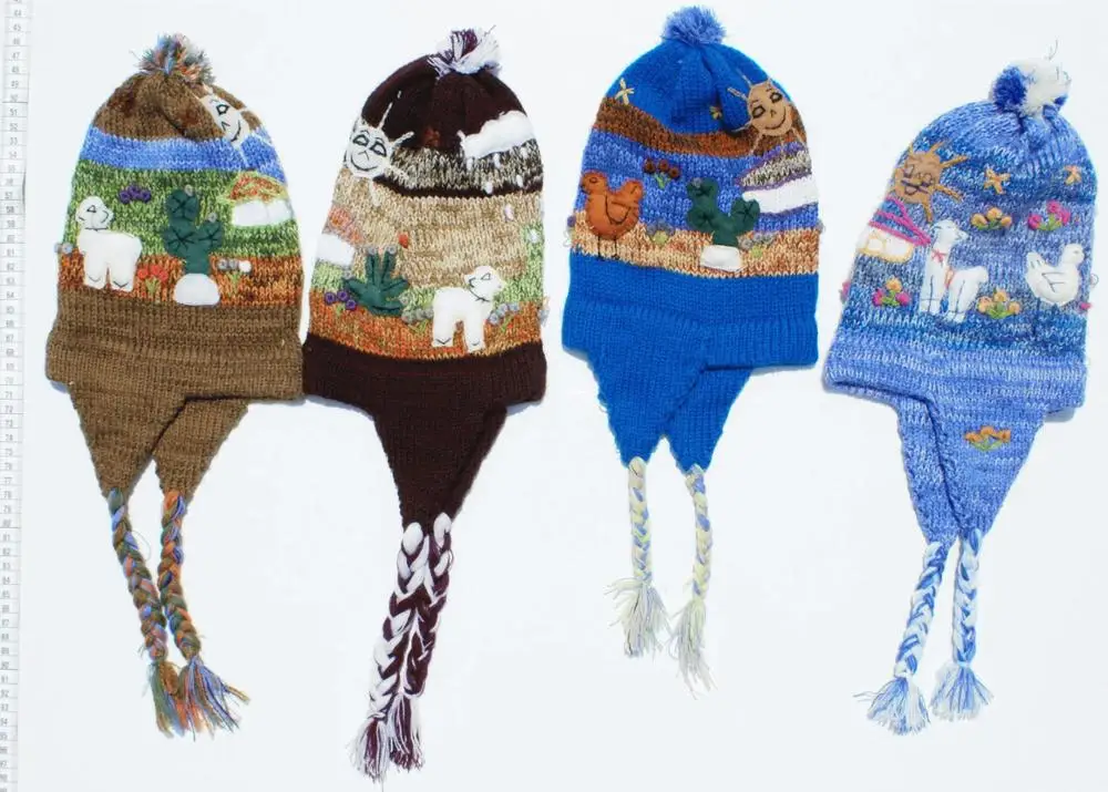 Детские шапки альпака шерсть теплый зимний головной убор для малышей мальчиков и девочек модное перуанское Плетение ручной работы