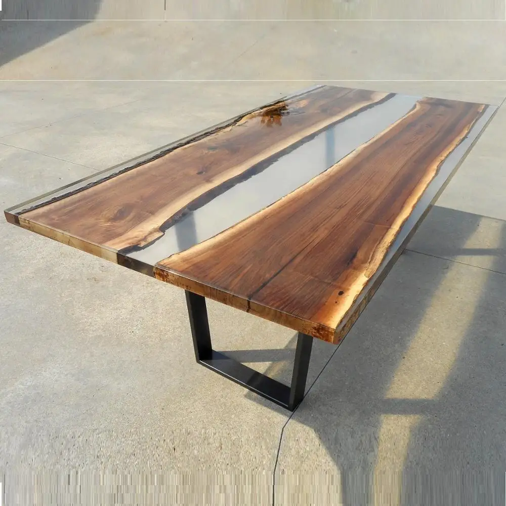 River Table Clear Transparent Resin River Console Table Live Edge Table Epoxy River End Table