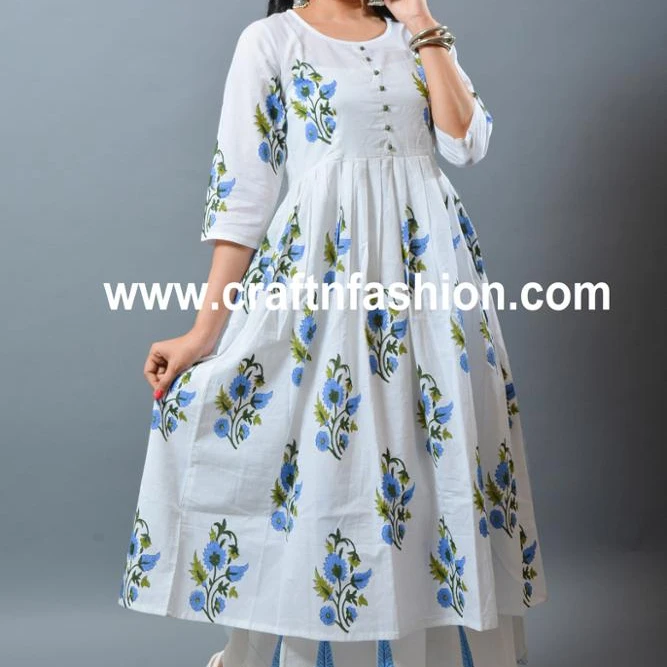 Ethnic Wear Designer Kurti Megh Craft Cotton Block Printed Women's Dress 