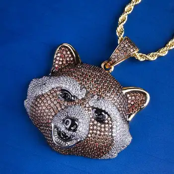 KRKC&CO 14K Iced out Diamond Pendant Rocket Raccoon Pendant Men Hip Hop Jewelry for amazon/ebay/wish online store for Wholesale