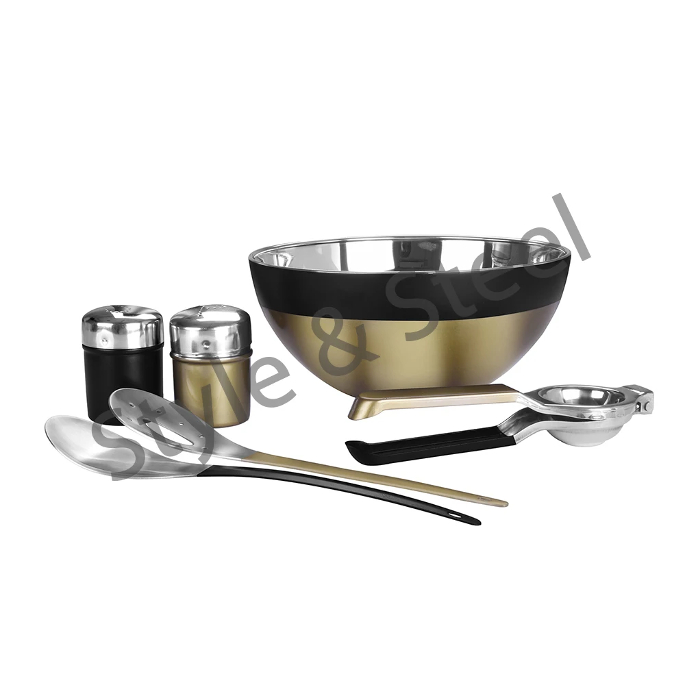 Wholesale Salad Bowl 6 Pcs Set Stainless Steel High Quality 6 Pcs Salad