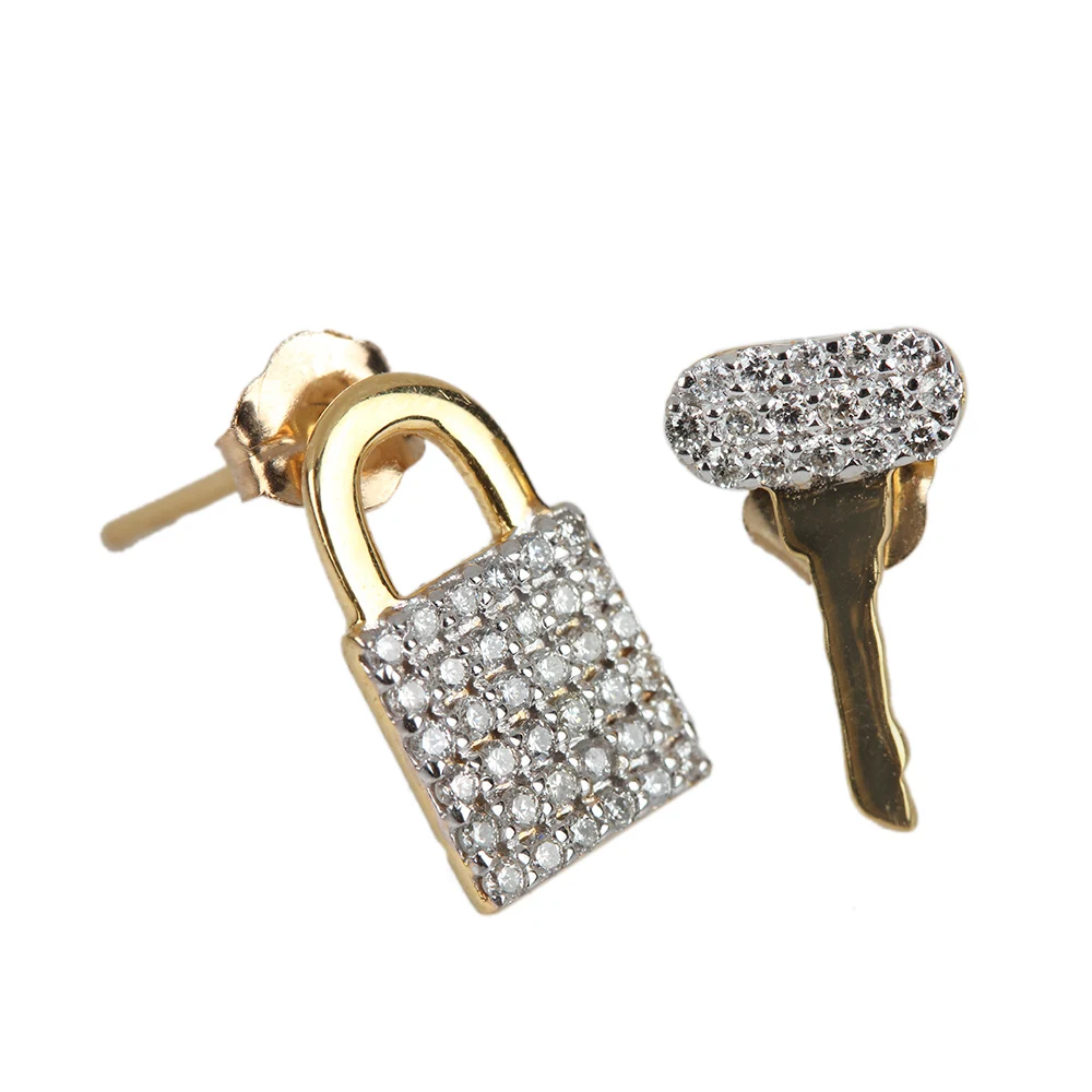 Pave Padlock Earring Charms | Hanging Lock Charms | Liven Fine Jewelry White Gold