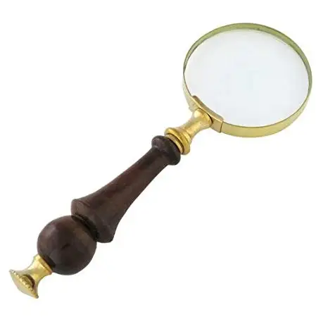 Magnifying Magnifier Large Metal 10x Wooden Hand Held Vintage ...