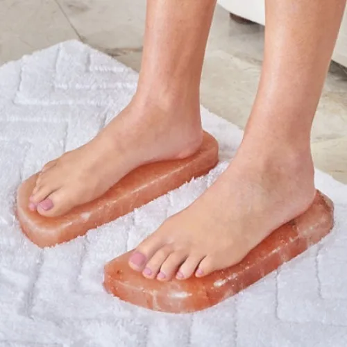 himalayan natural salt crystal foot detox block