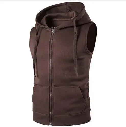 Vest Men Fashion Sleeveless Hoodies Jacket Autumn Causal Zipper Pockets Vest Waistcoat Clothes