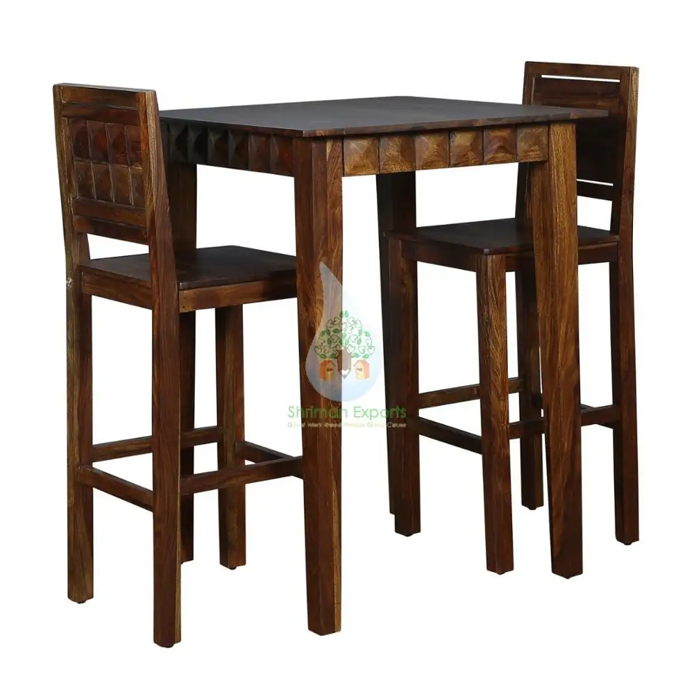 Commercial Modern Bar Furniture Wooden High Top Bar Table And 2 Chair Set Buy Barhocker Holz Mobel Einstellen