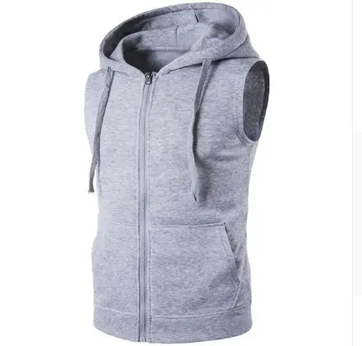 Vest Men Fashion Sleeveless Hoodies Jacket Autumn Causal Zipper Pockets Vest Waistcoat Clothes
