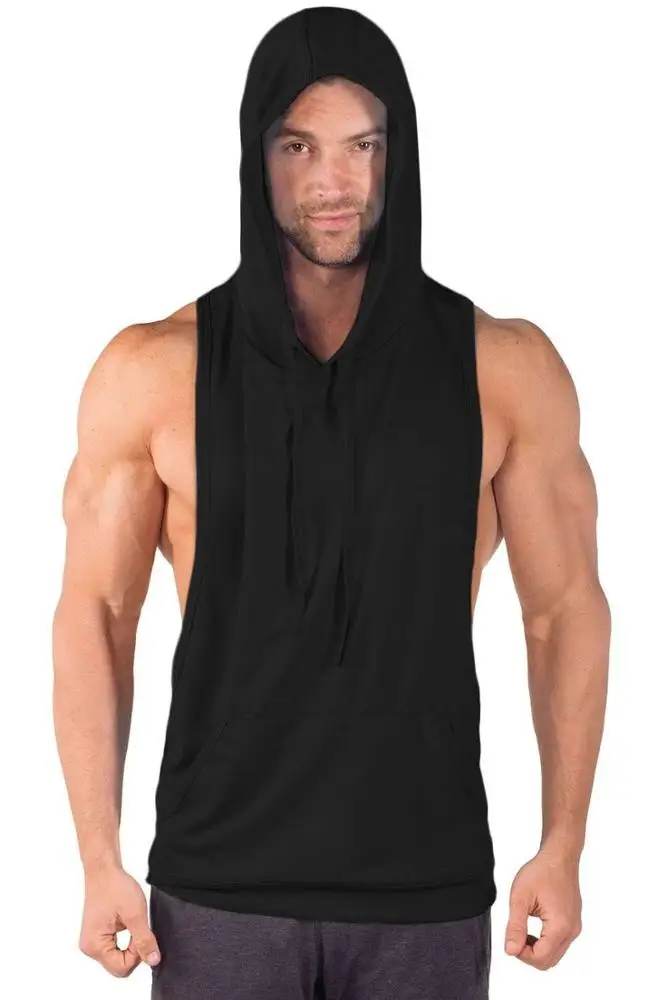 Hot Men Gym Clothing Bodybuilding Stringer Hoodie Tank Top Muscle hooded  Shirt @