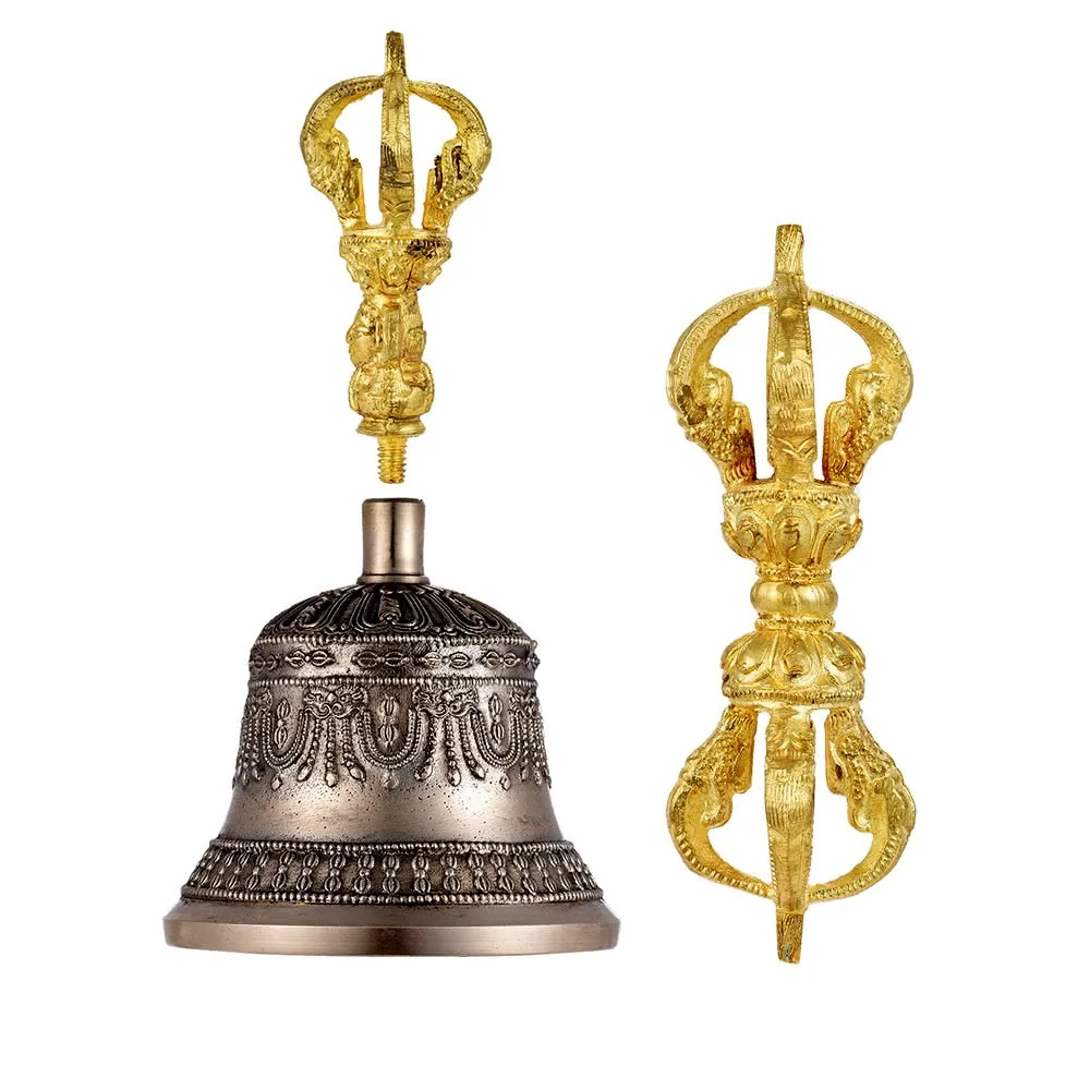 TOSSPER Vintage Laiton Tibétain Bouddhiste Bell Bell Cink-Cloche Pendants Lanière À Six Mots 