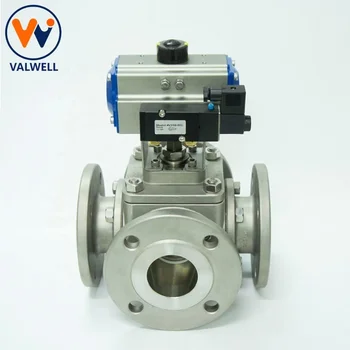 Ss 4-way Pneumatic Actuated Actuator Ball Valve - Buy Stainless Steel 4 ...