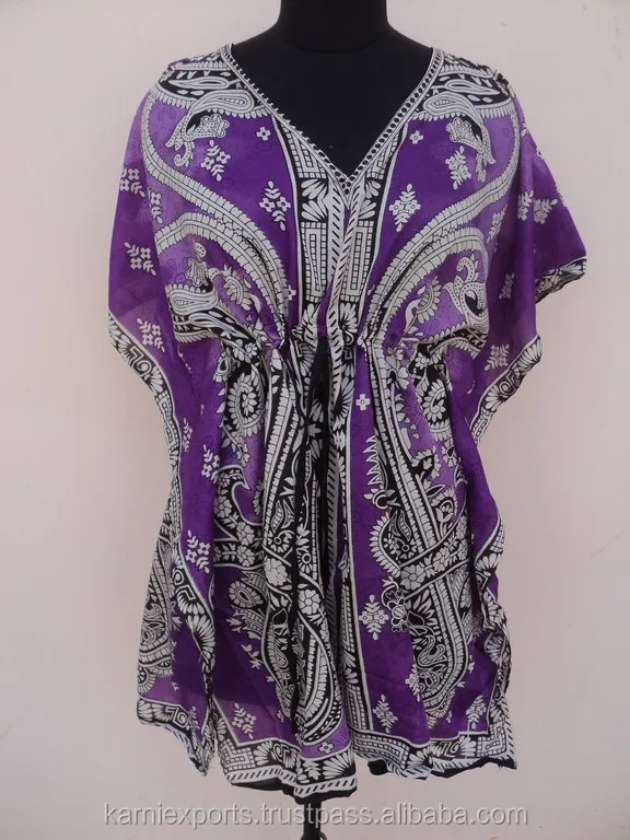 Cool Kaftans Hibiscus Flower Print Poncho Top - One Size Plus, Oversized Boho Kaftan - View #8