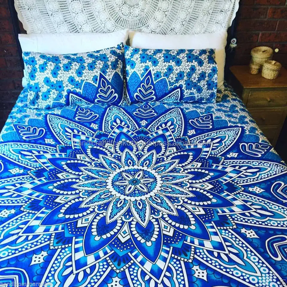 Ombre Mandala Bed Quilts Cover Blanket Bedding Bedspread Throw Queen Cotton Comforter Handmade Bedspread Hippie Duvet Doona Blanket
