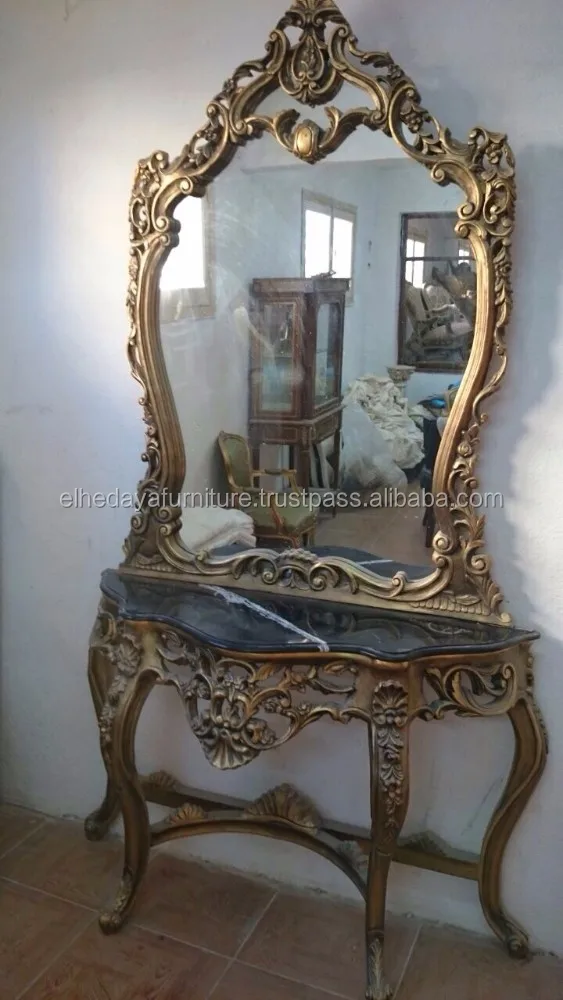 Popular Products Mirrored Dressing Table Antique Gold French Style