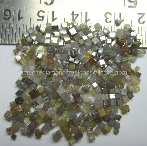 Diamants Bruts Naturels En Vrac - Forme Cube Poli, Mélange De Couleurs, ~2 Carats