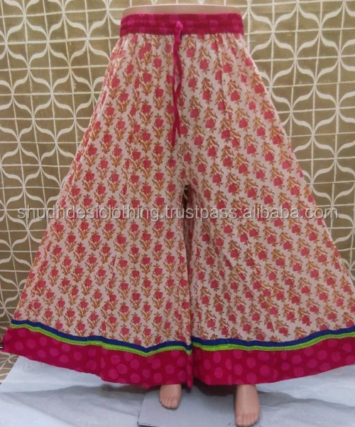 Zari Indian Work Cotton Palazzos Pants 