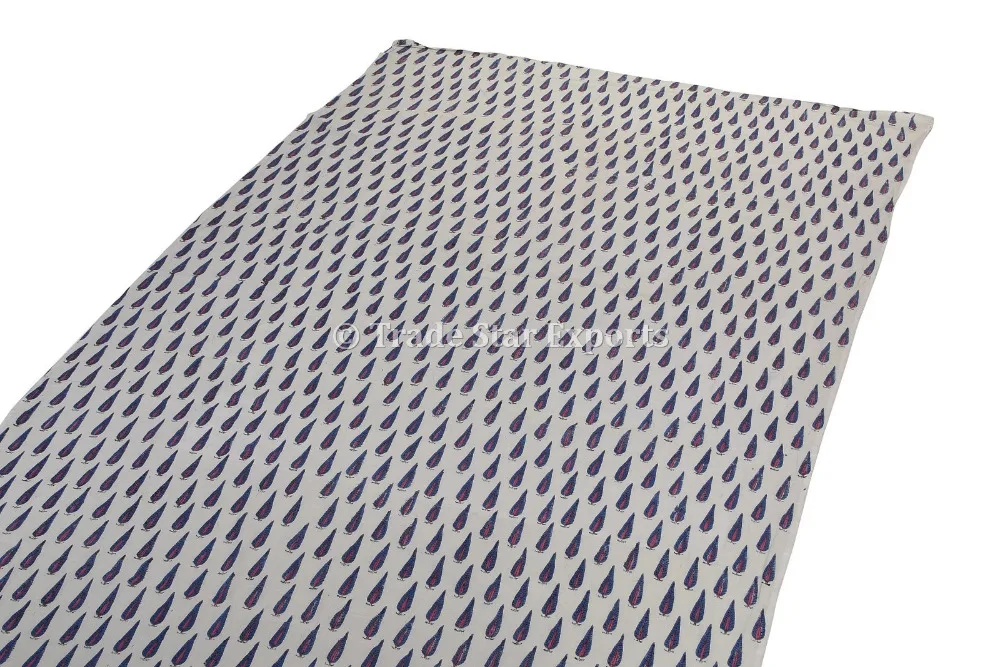 Этническая хлопчатобумажная ткань Sanganeri для модной индийской ручной печати ткани двора для бега обивки ткани для искусства