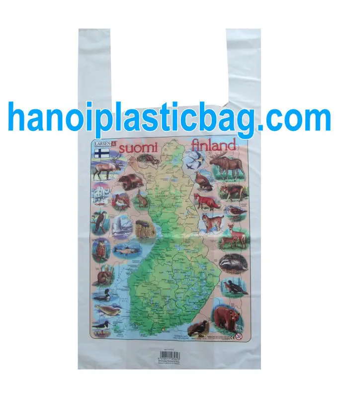Vest Carrier Recycled Plastic Bags Tshirt Shopping Bags Customized