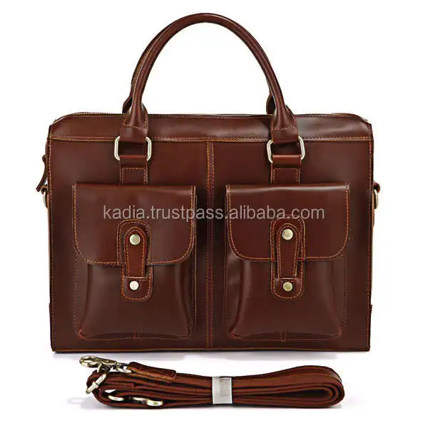 brown leather luggage bolsa