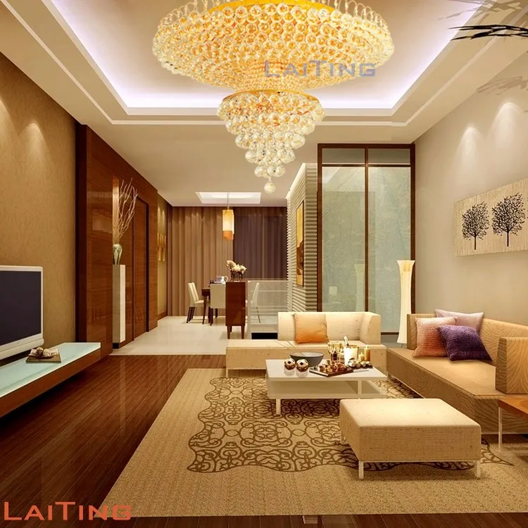 New Design Lamp False Ceiling for India Crystal Flat Chandelier Light