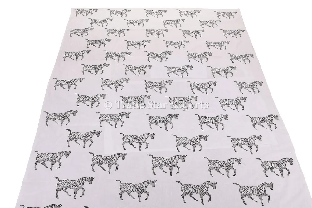Индийская Этническая Зебра ткань для бега с ручным принтом модной обивки Sanganeri