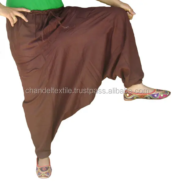 Brown Cotton Harem Pants