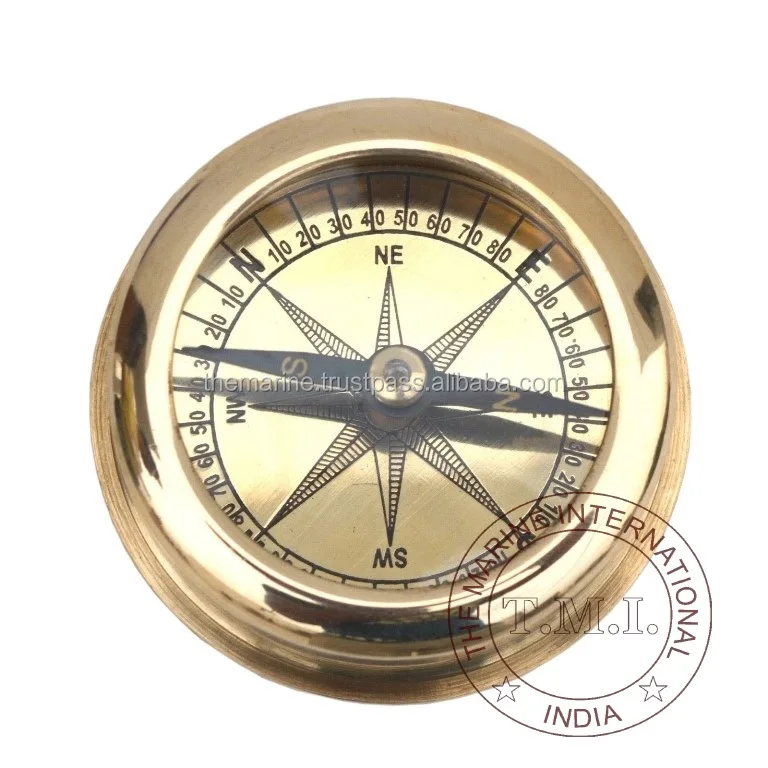 2 x Brass Pocket Compass ~ Nautical Maritime Navigation ~Camping Hiking Set of 