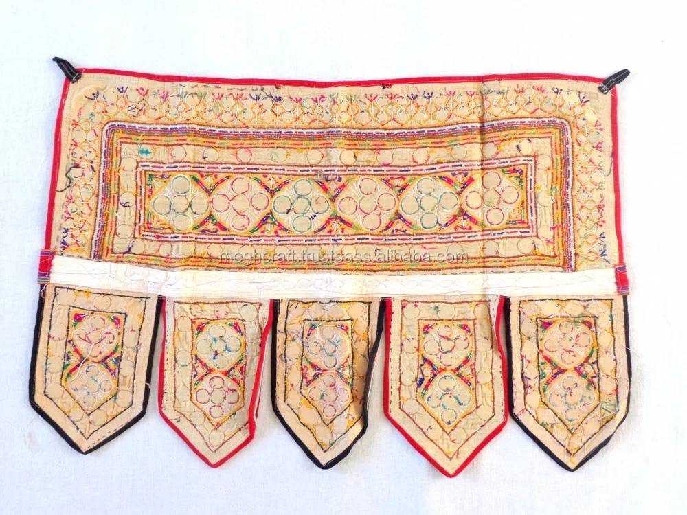 インドのアンティークkutchミラーワーク刺繍トラ-卸売家の装飾toran
