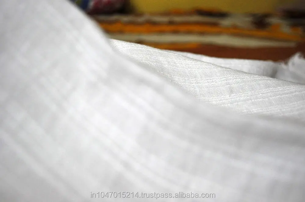 Белый на белом 100% льняная полосатая ткань ручной