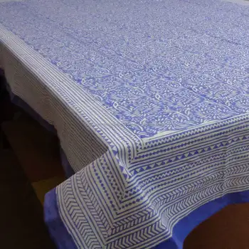 indian design DIYA PHOOL NILA hand block printed Tablecloth