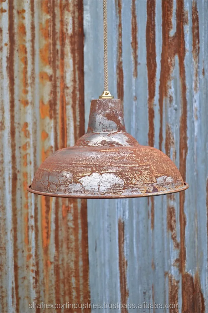 Retro Vintage Distressed Rustic Industrial Big Barn Pendant Light Lamp Dome Shade Hanging Ceiling Light Metal Adjustable Lamp