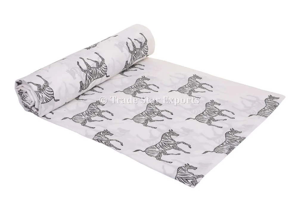 Индийская Этническая Зебра ткань для бега с ручным принтом модной обивки Sanganeri