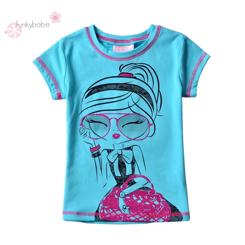 
 Мода девочек история качество о-образным вырезом хлопок детские футболки  