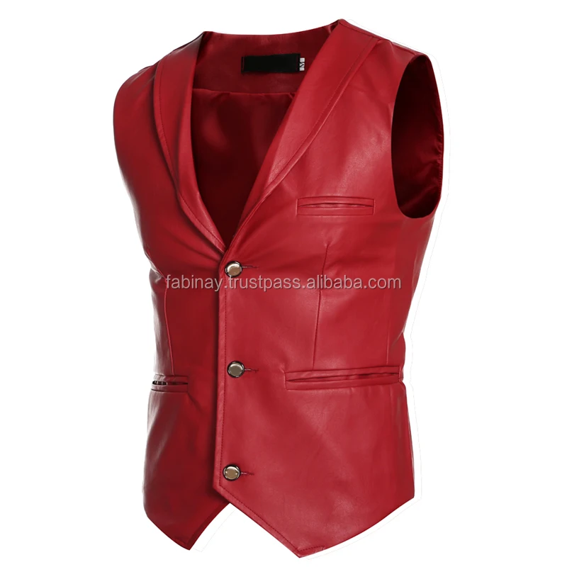 red leather vest mens